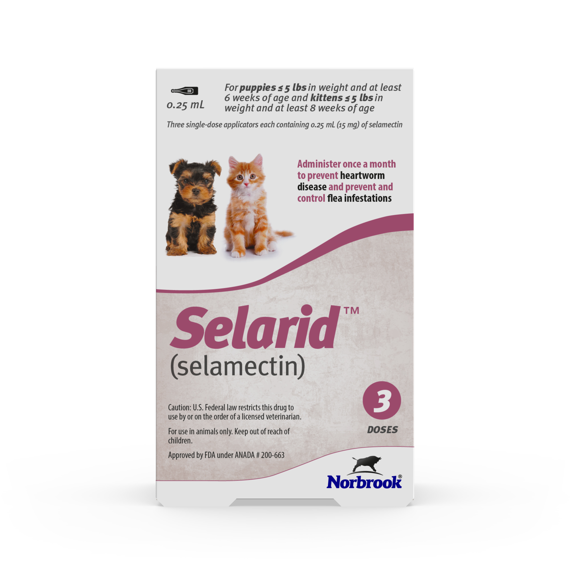 SELARID PUPPY/KITTEN UP TO 5lbs 3PK (MAUVE) *gen. Revolution
